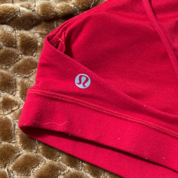 EXCELLENT Lululemon Trinity Sports Bra Currant Red Crop Top Yoga Training 4 - Picture 6 of 8
